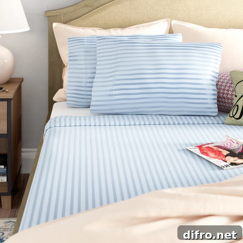 Egyptian cotton bedsheet blue close up product photo