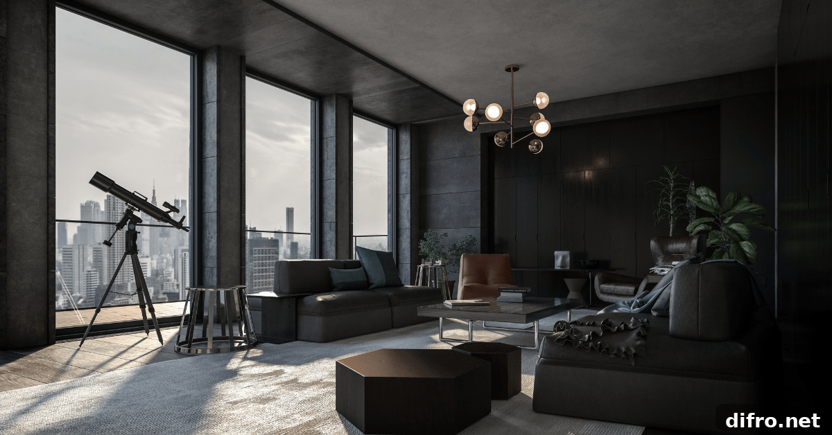 Black and charcoal luxurious living room.