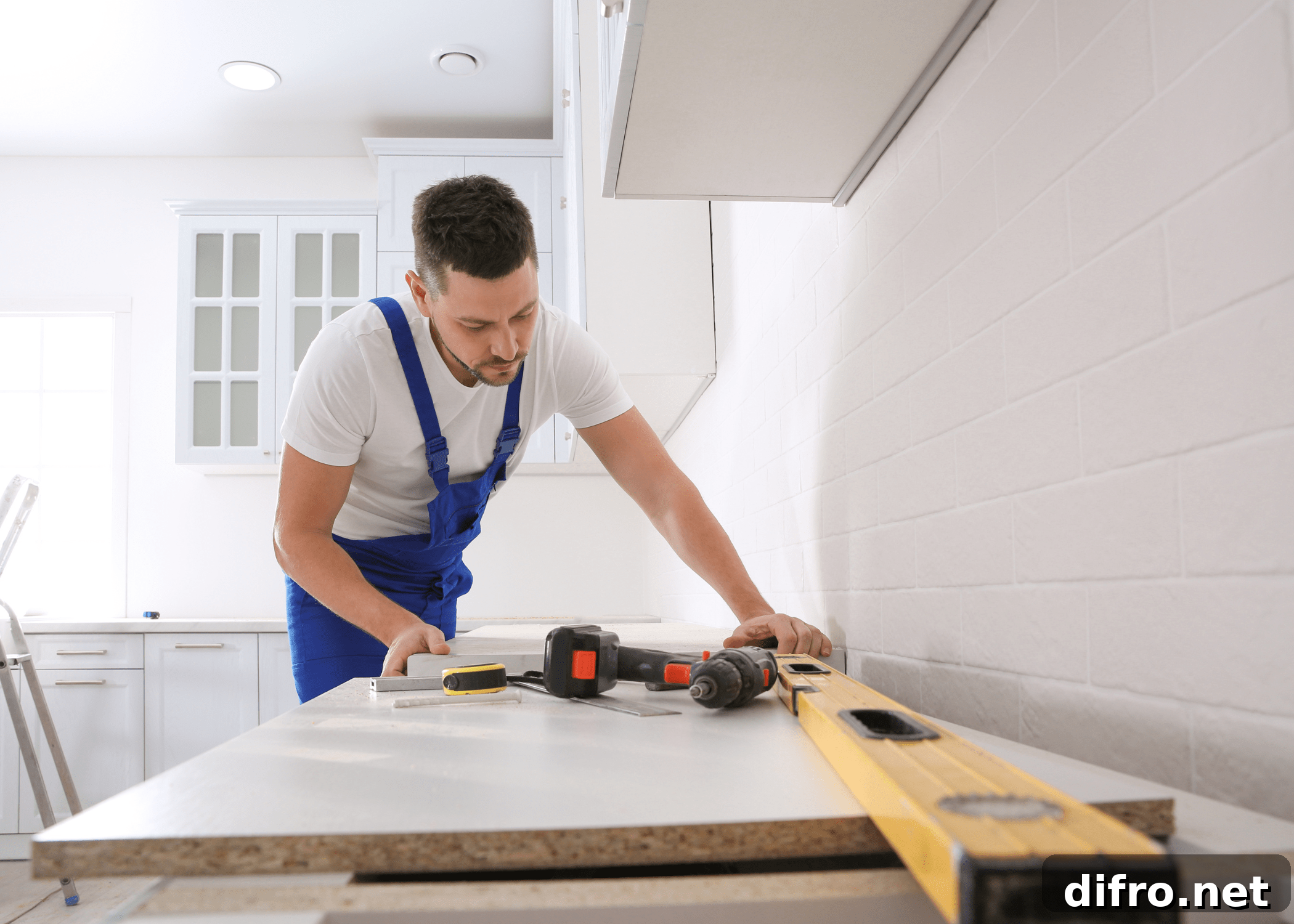 Laminate Countertops: The Kitchen Trend Making a Comeback 8 man installing laminate countertop