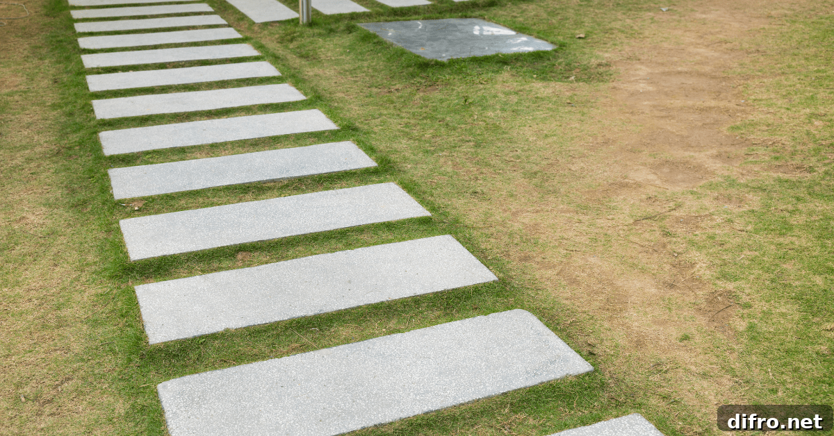 Evenly spaced out concrete walkway.