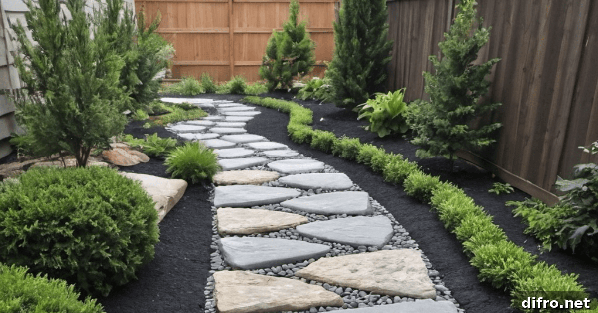 A walkway with stones placed in a zig-zag pattern.