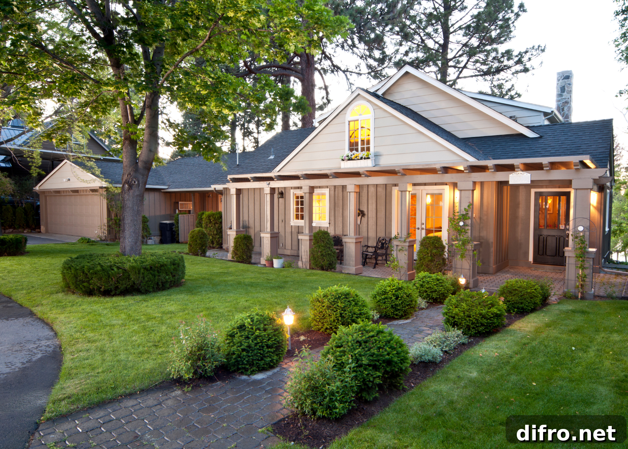exterior of home with landscaped yard