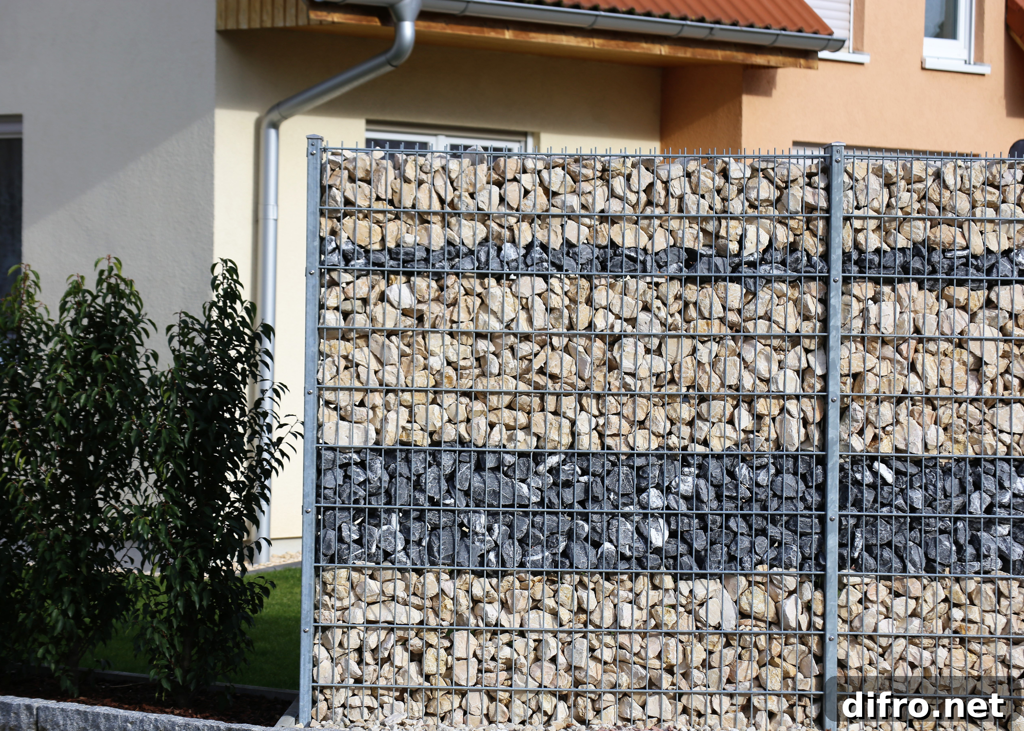 gabion wall filled with rocks