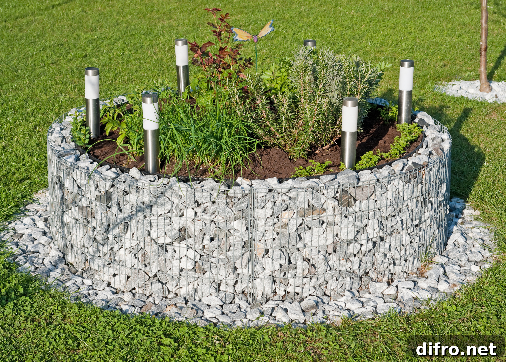 gabion wall around garden