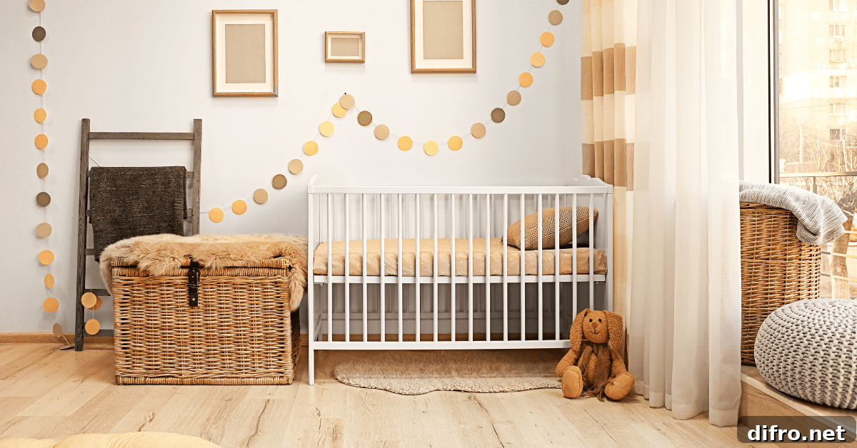 A small nursery with brown color scheme.