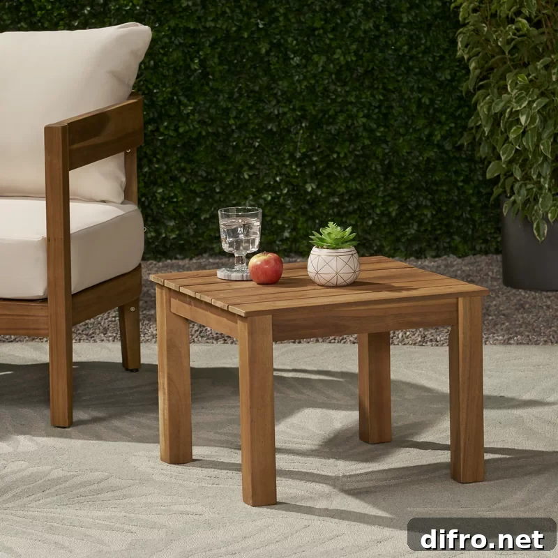 wood patio side table