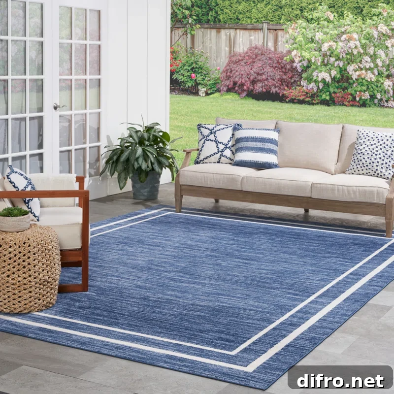 blue rectangle patio porch rug