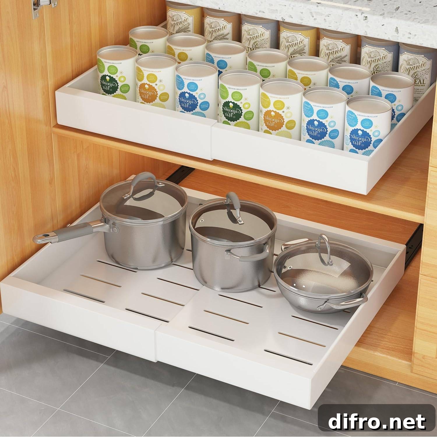 pull out kitchen shelves.