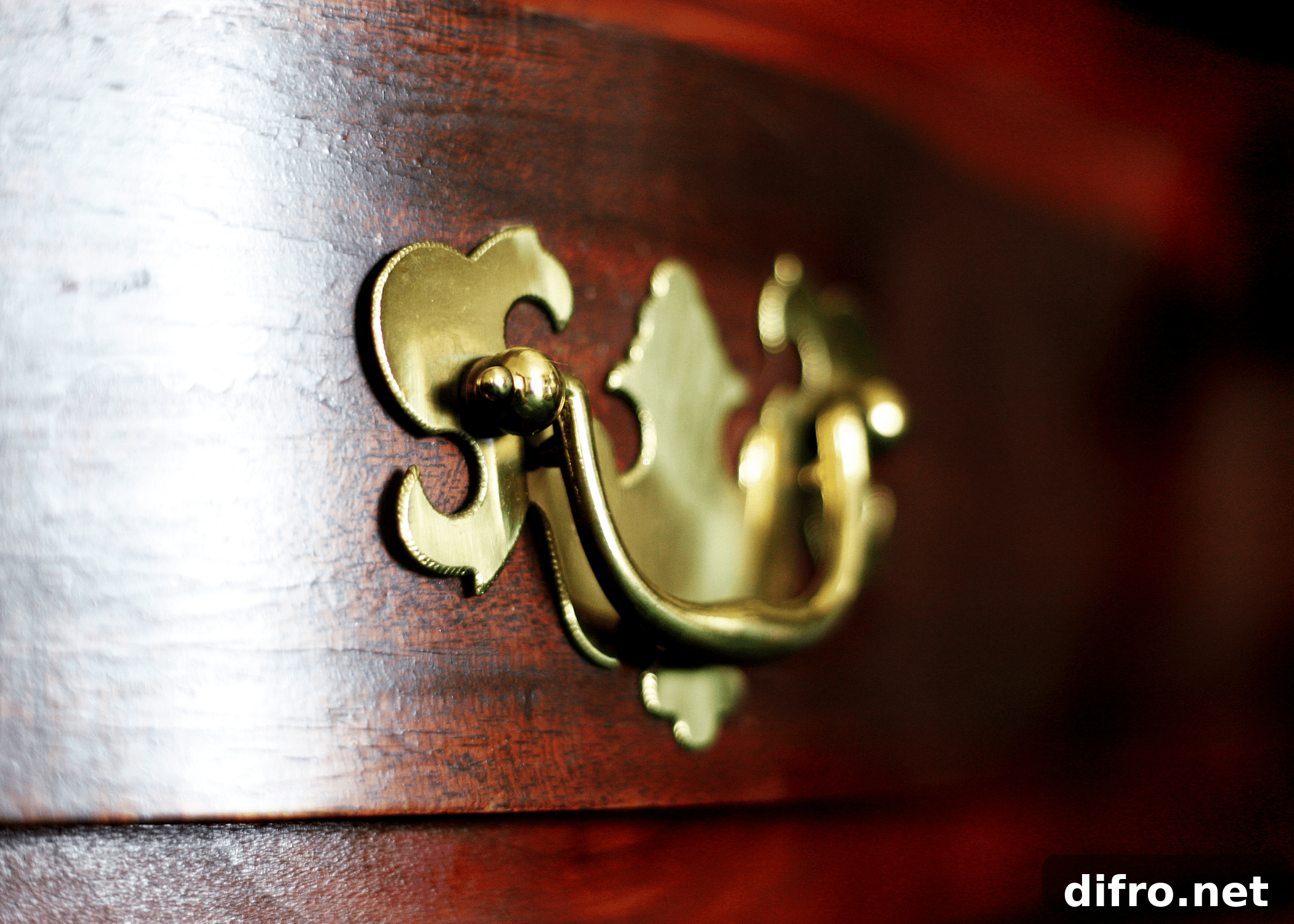 close up of dated drawer pull