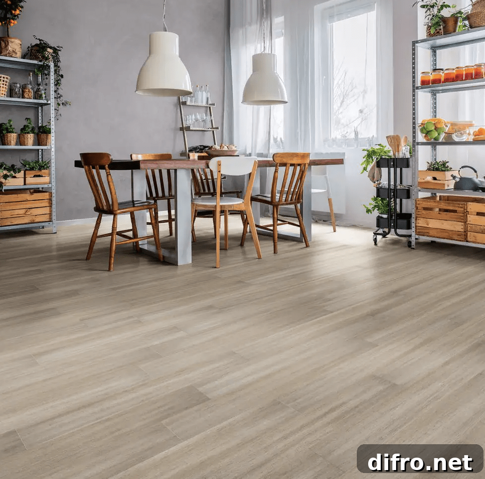 bamboo flooring in dining space