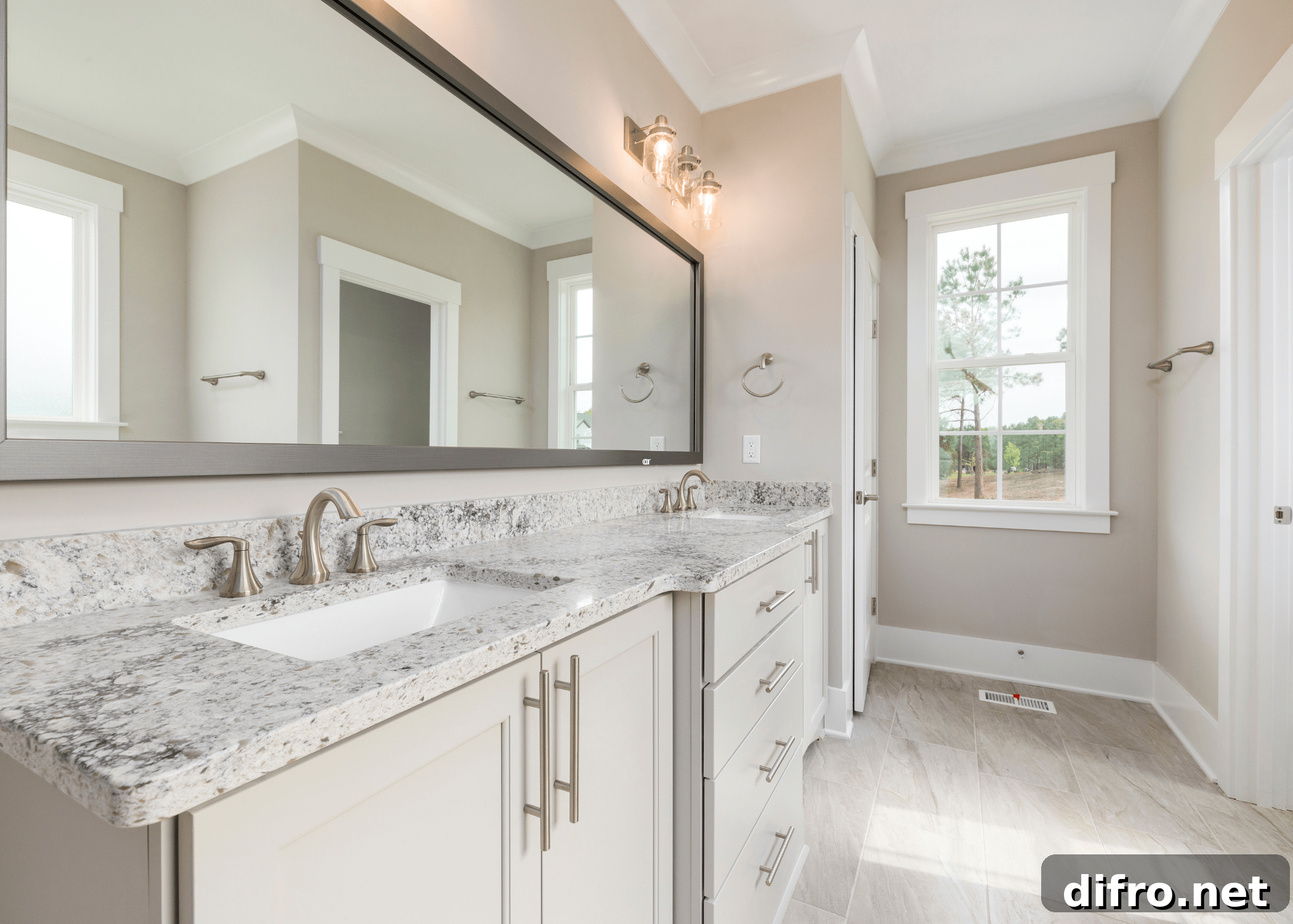 How to Choose Bathroom Countertops: Expert Tips and Materials 2 bathroom large with marble countertops white and grey