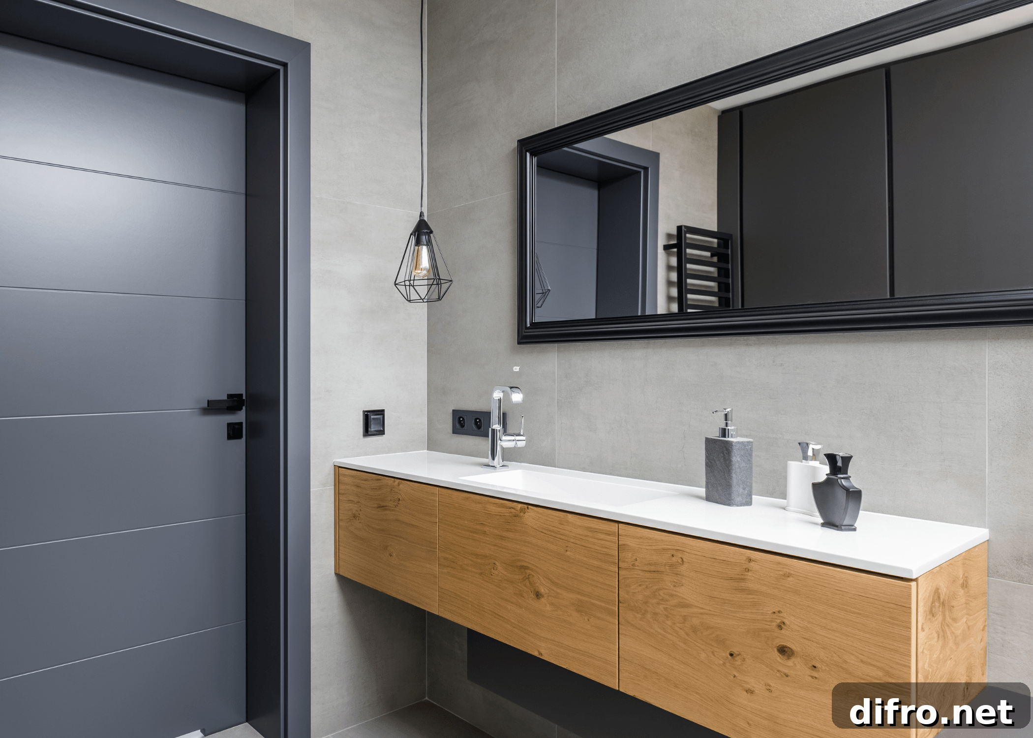 How to Choose Bathroom Countertops: Expert Tips and Materials 11 floating bathroom vanity with white countertop black frame mirror
