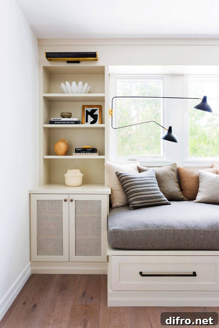daybed window seat with bookshelf