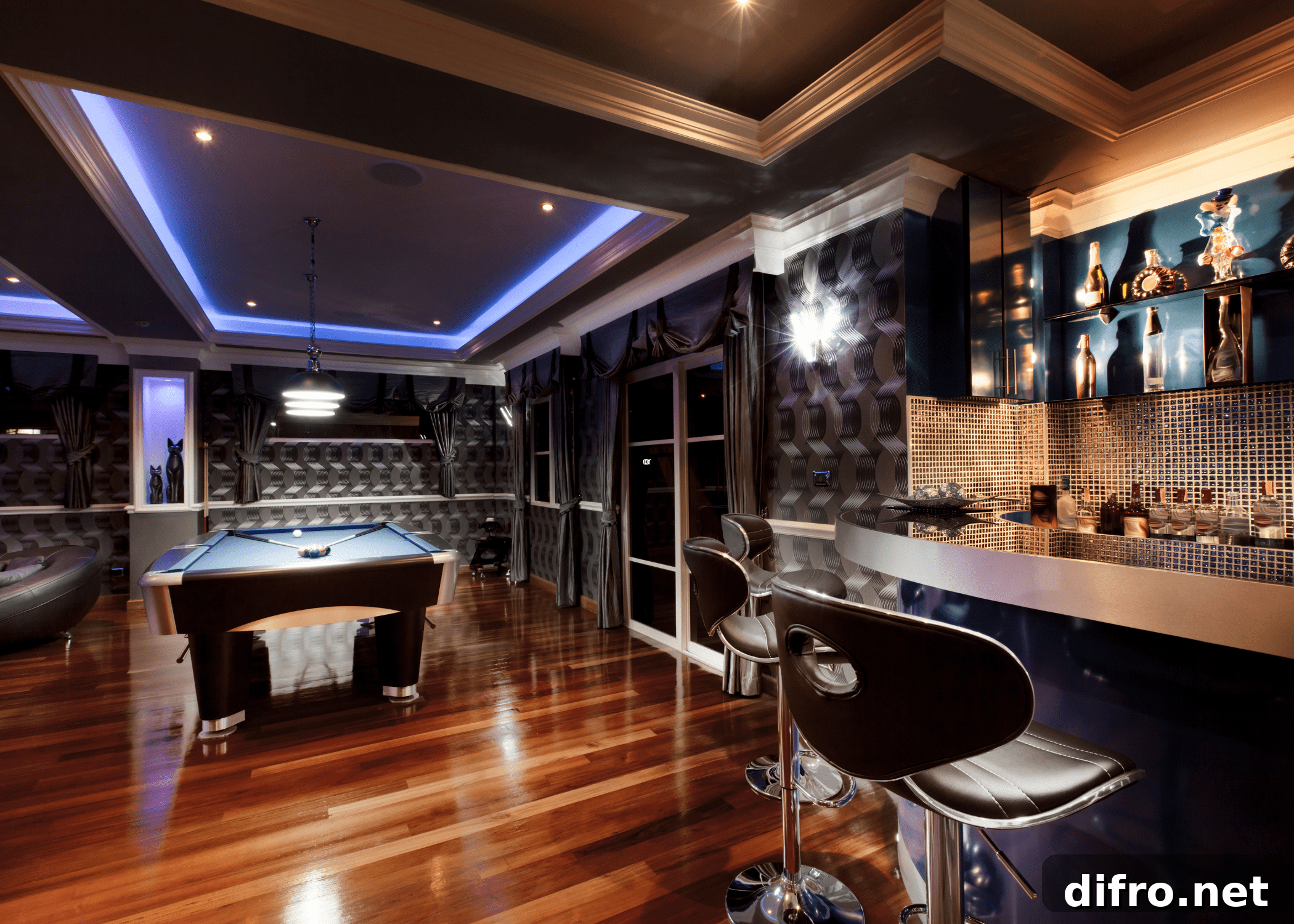 dark basement game room