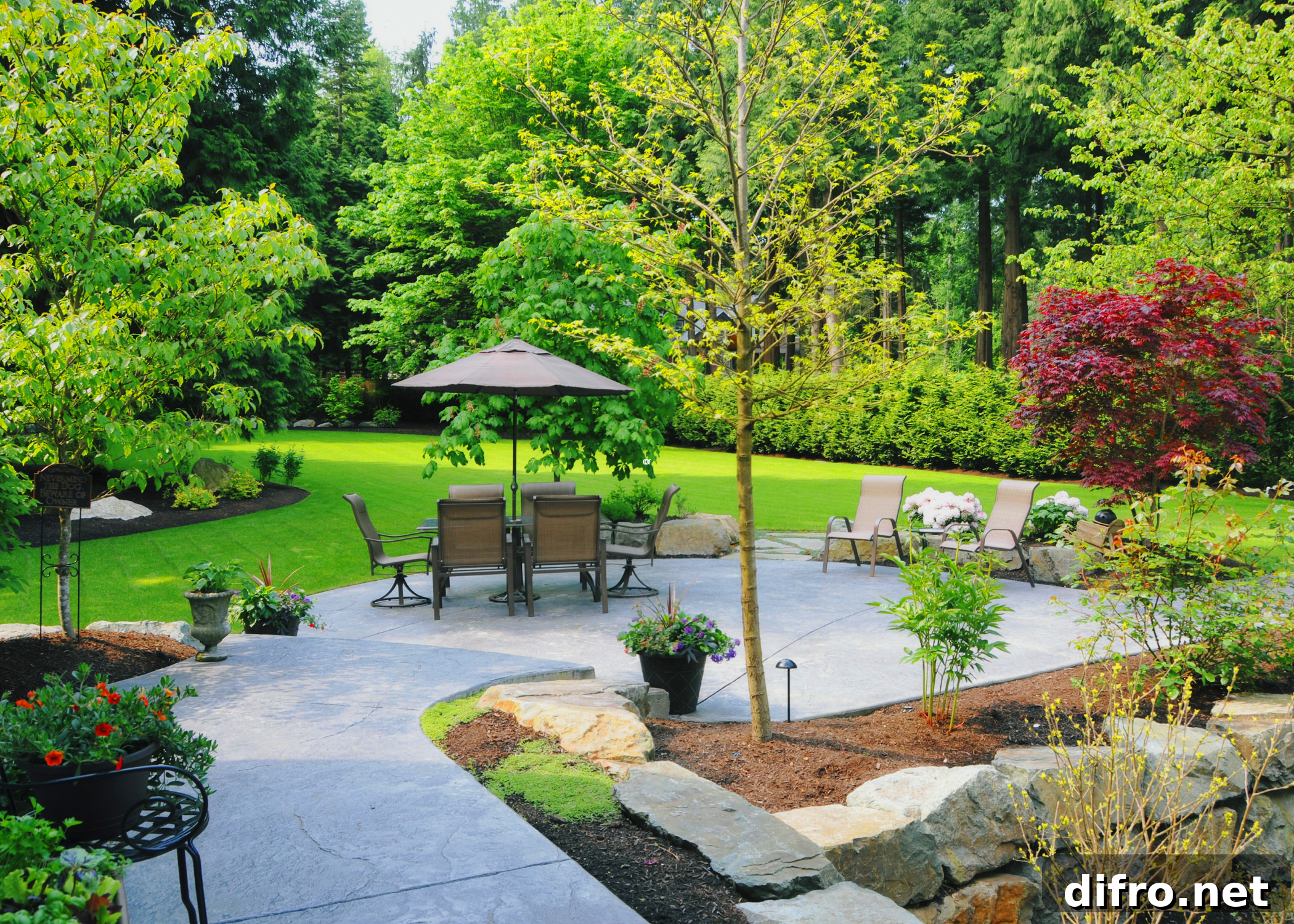 large landscaped backyard