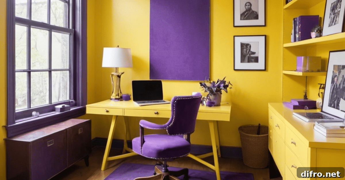 Yellow and purple home office.