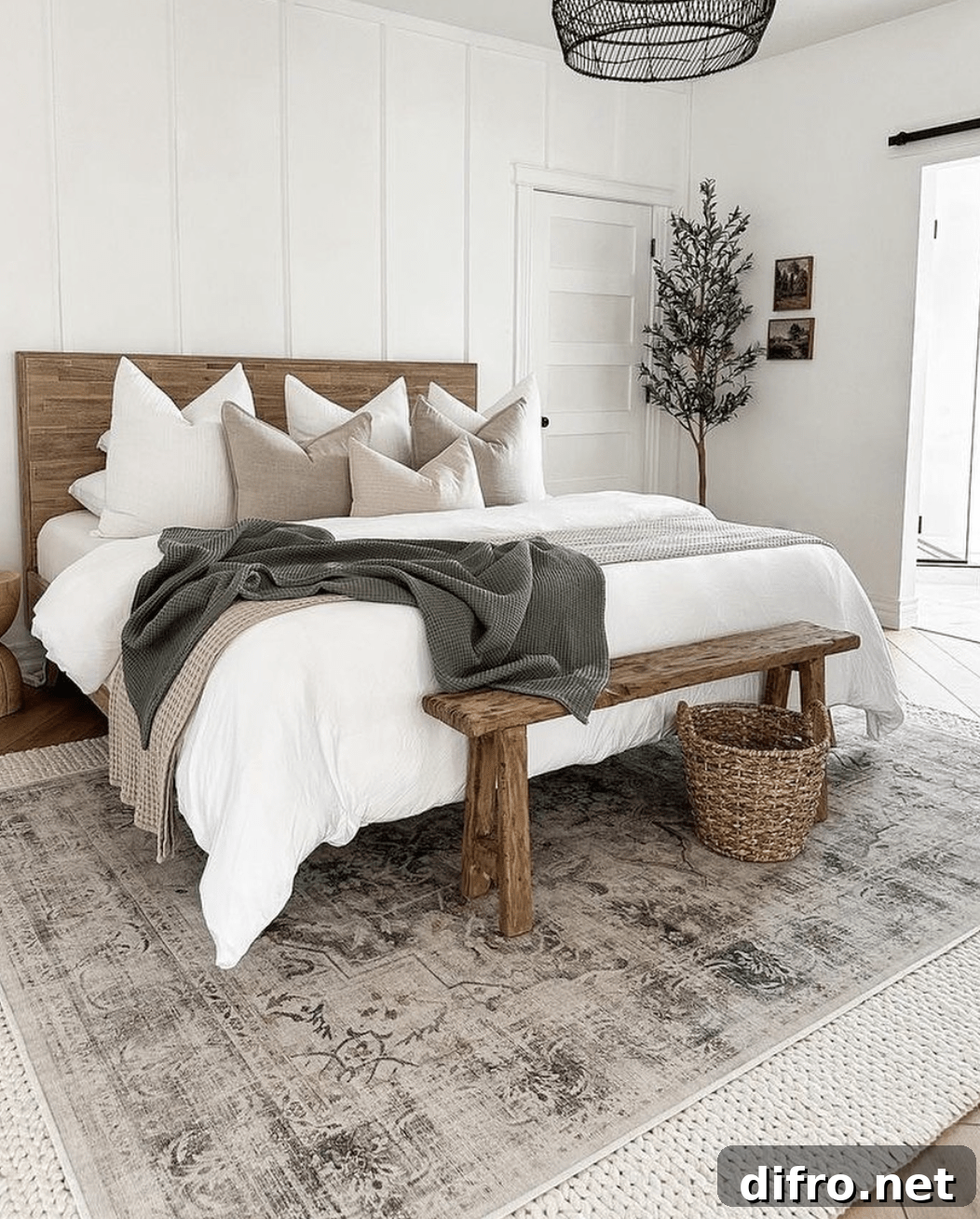 barndo bedroom design neutrals with board and batten wall