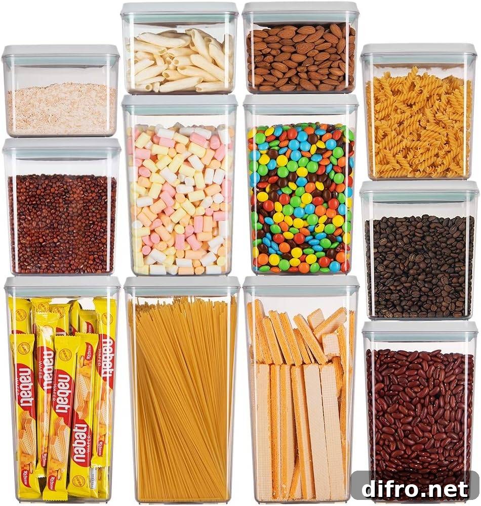 air tight food storage containers with pantry items