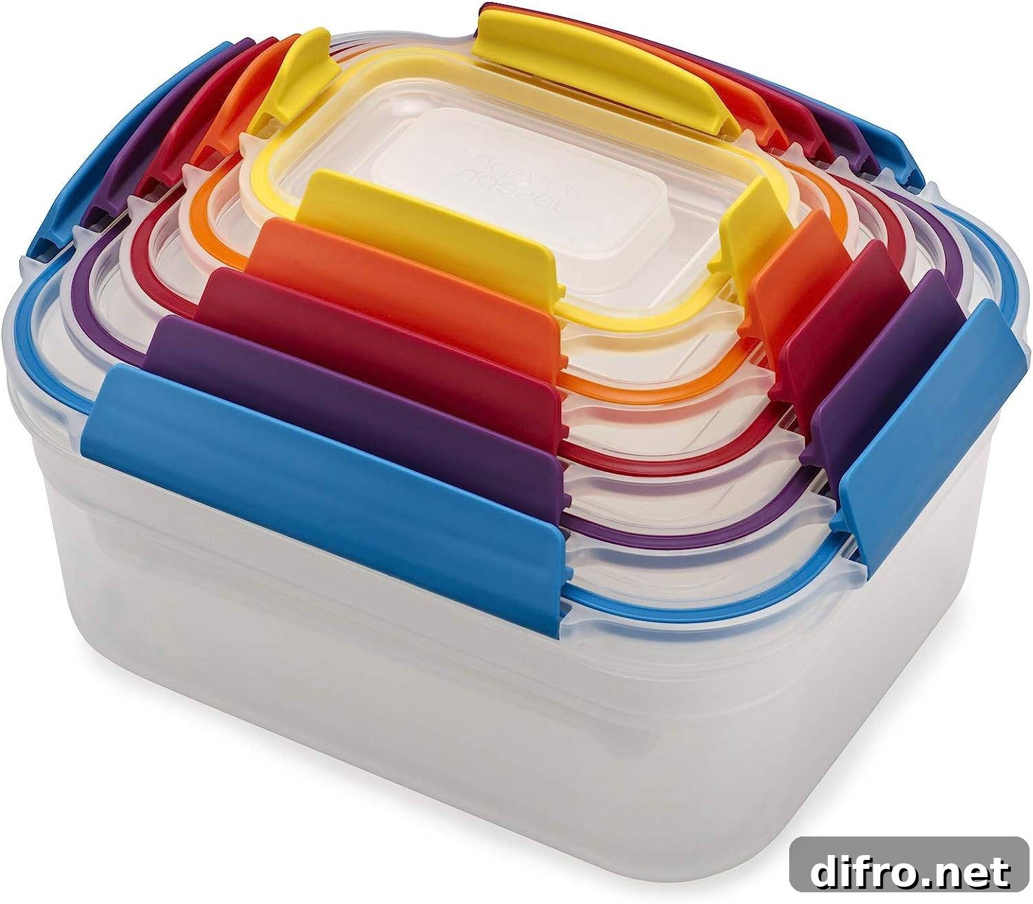 stackable containers with colorful lids