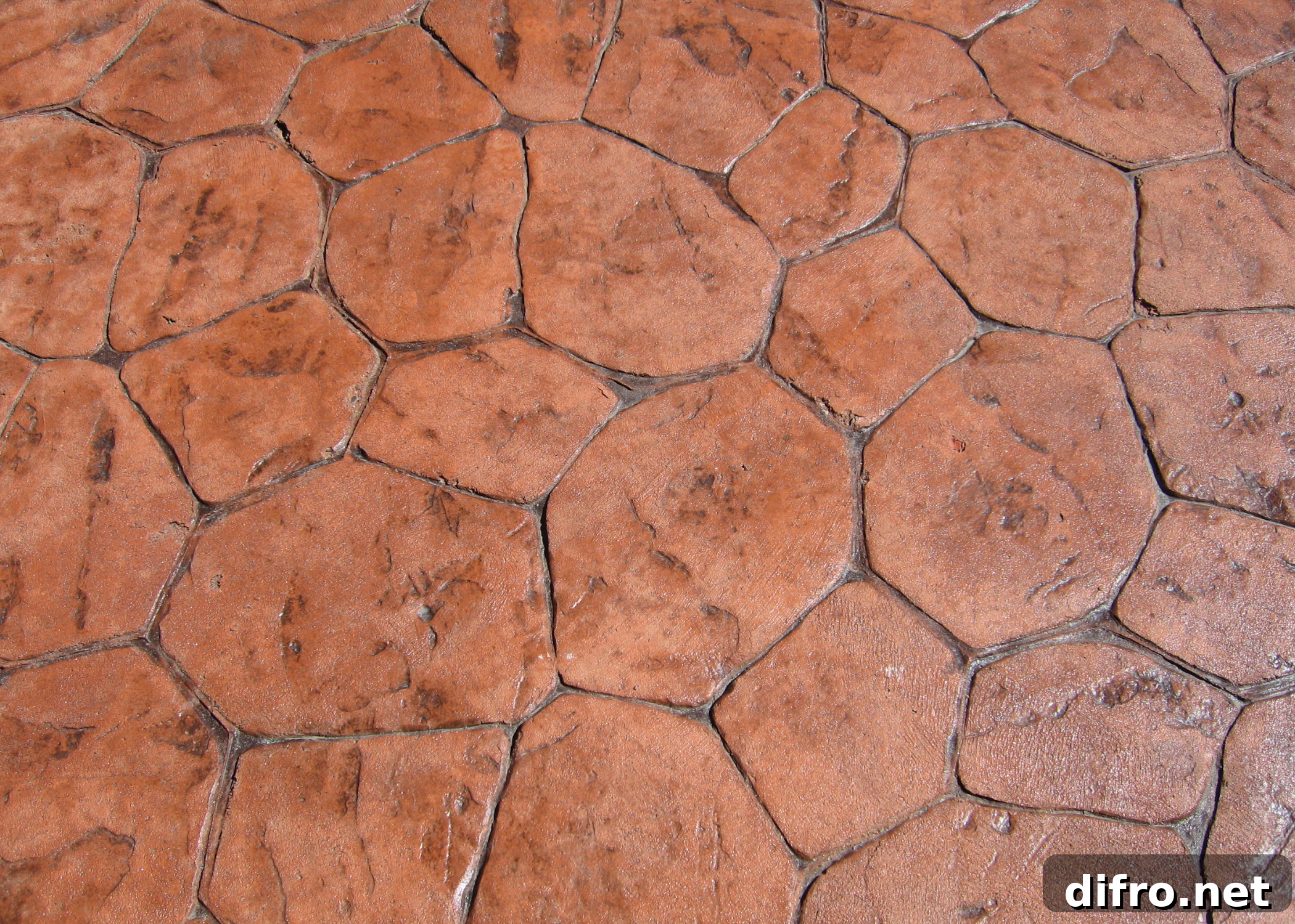 stamped concrete patio red terracotta cement