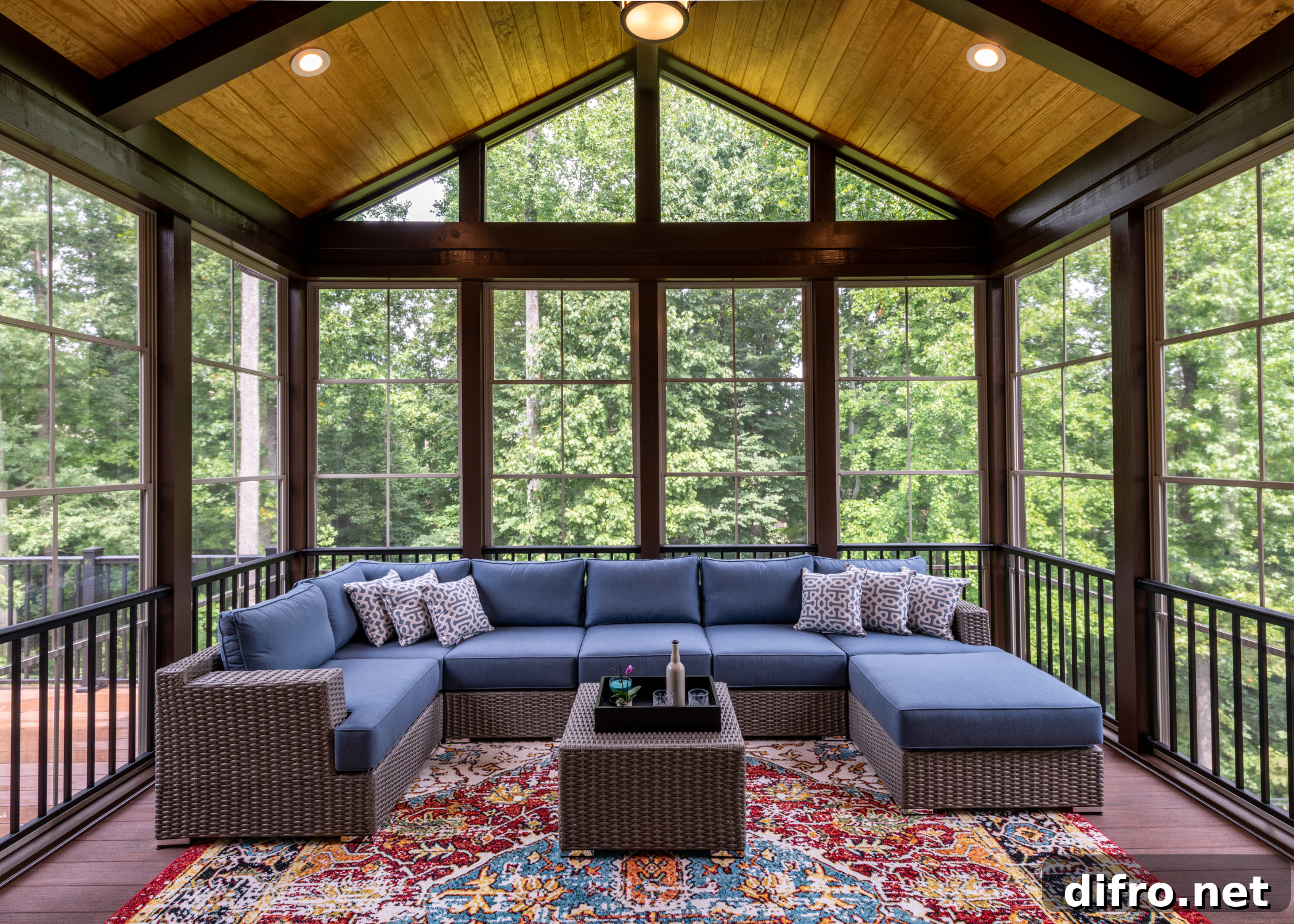 screened in porch with outdoor sectional