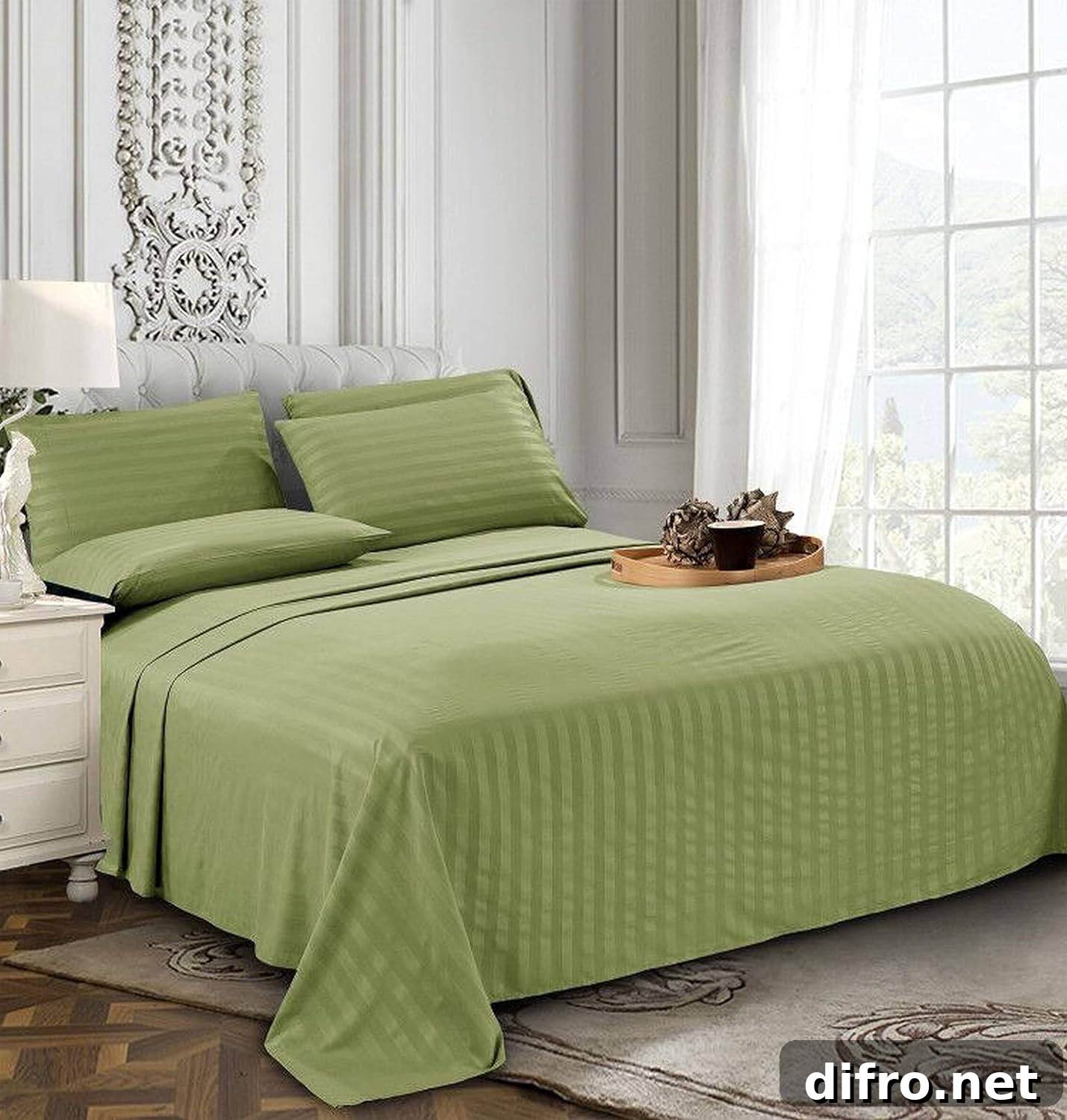 sage green sheets and pillows