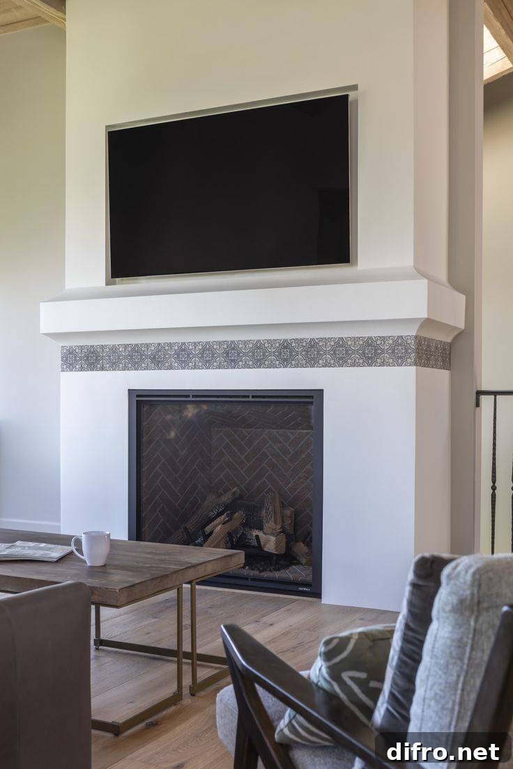Red brick fireplace tile.