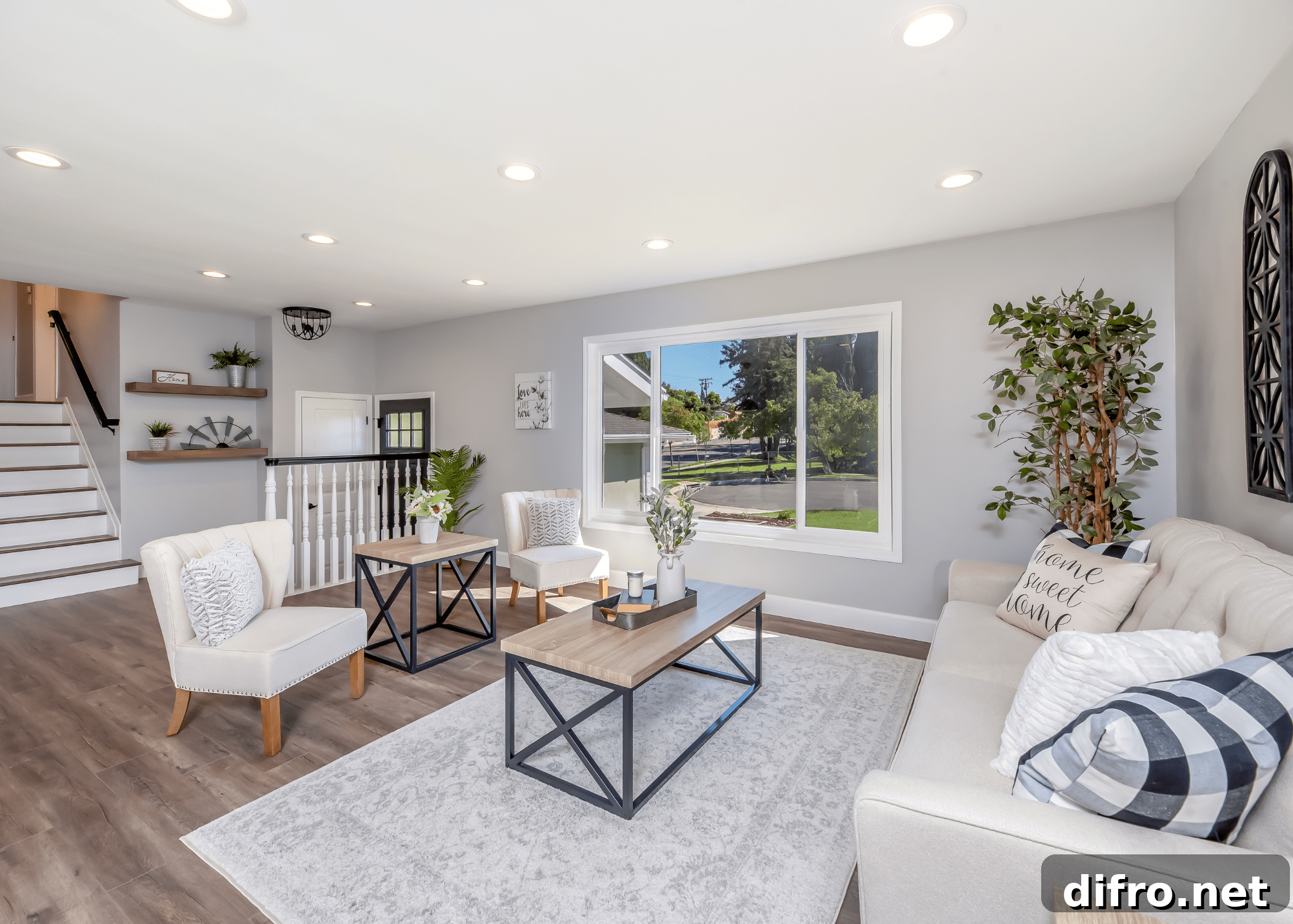 modern living room white and grey