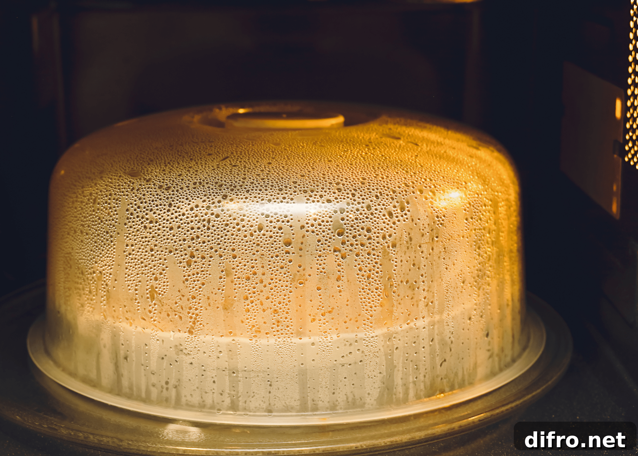 plastic cover over food in a microwave