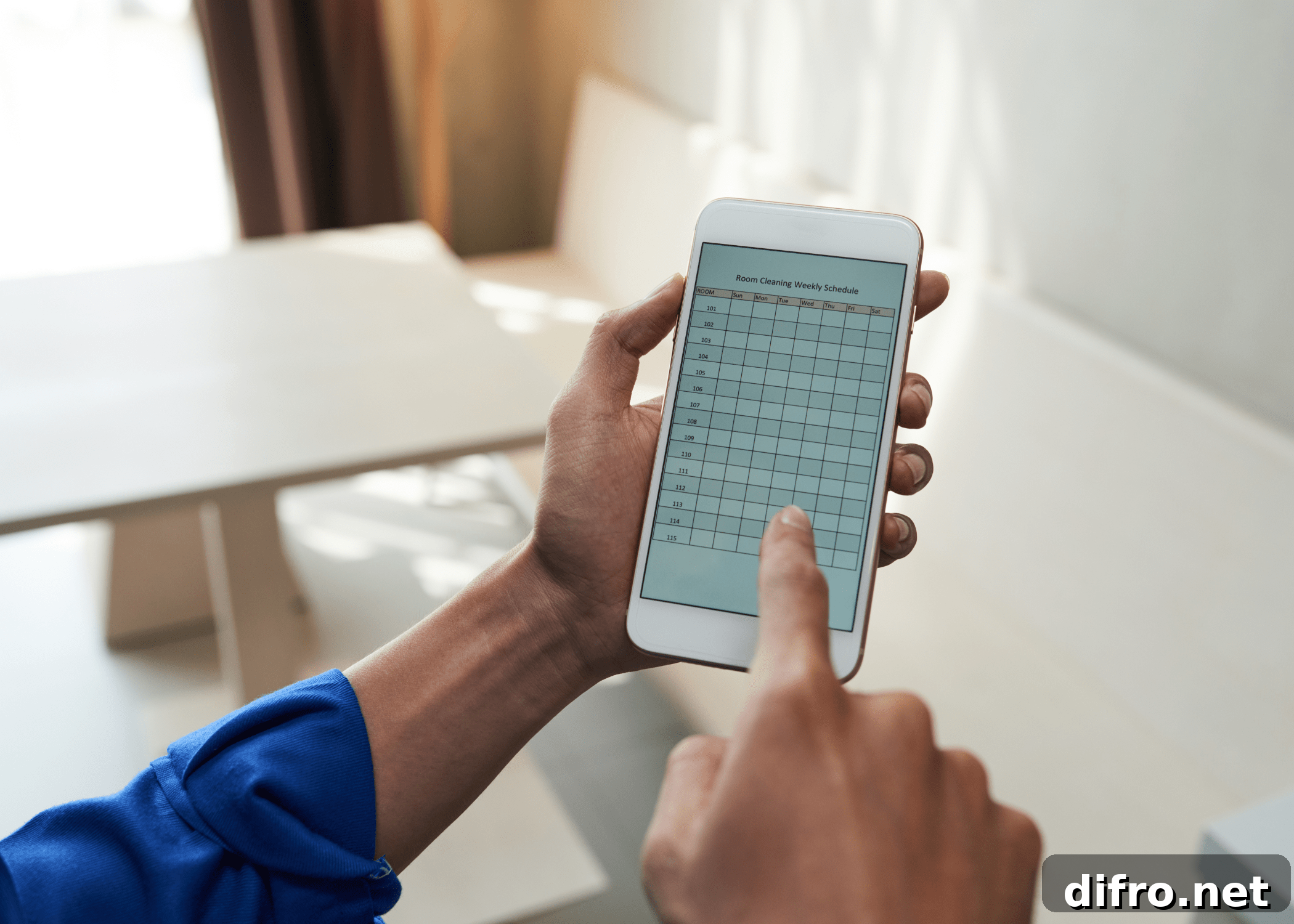cleaning schedule on phone