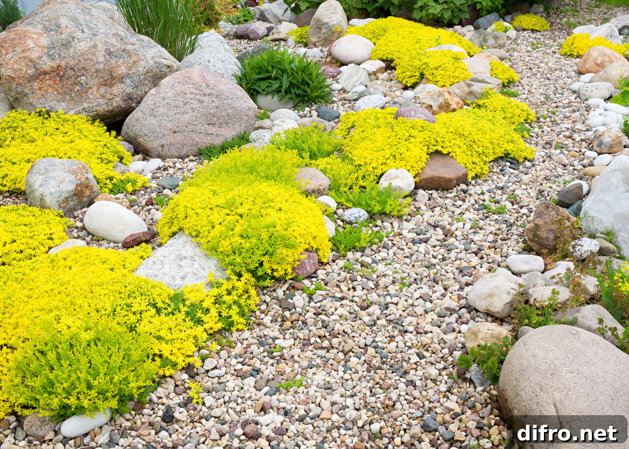 rock garden dry river bed