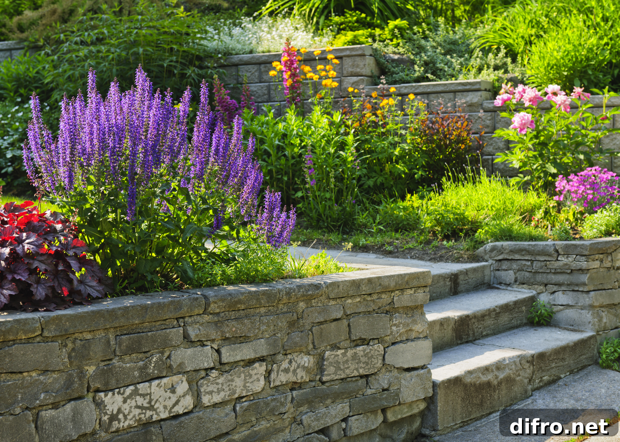 rock wall in garden
