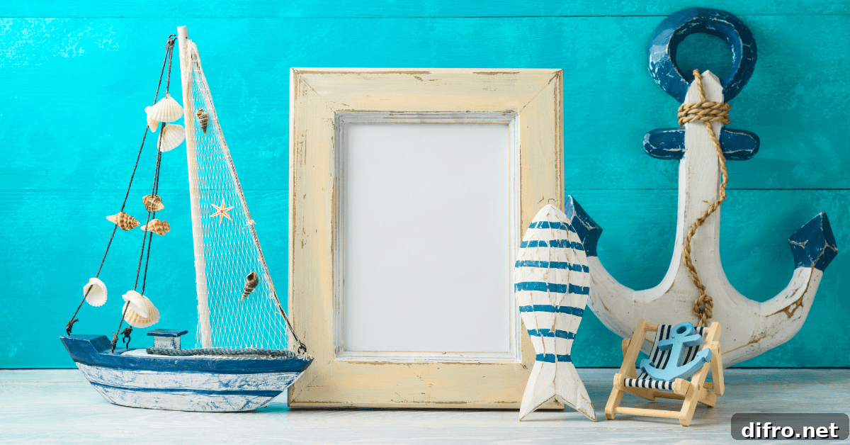 Nautical style decor pieces.