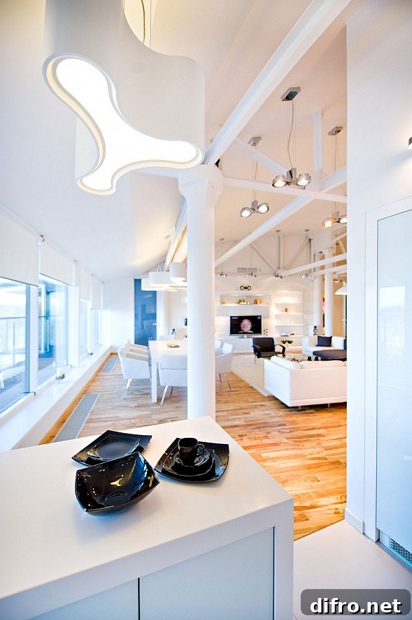 Dining area with modern table and chairs