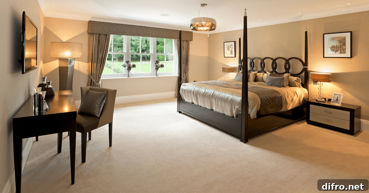 Large bedroom with a four poster bedroom.