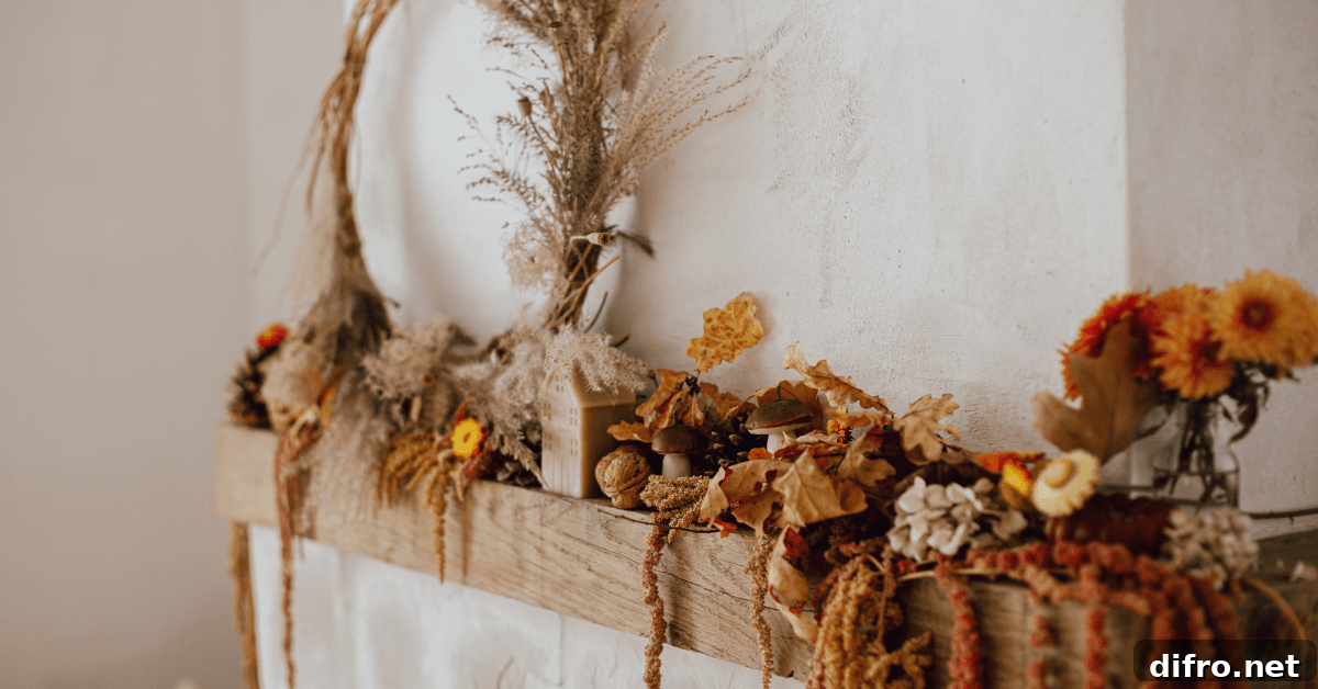 Mantel fall decor.