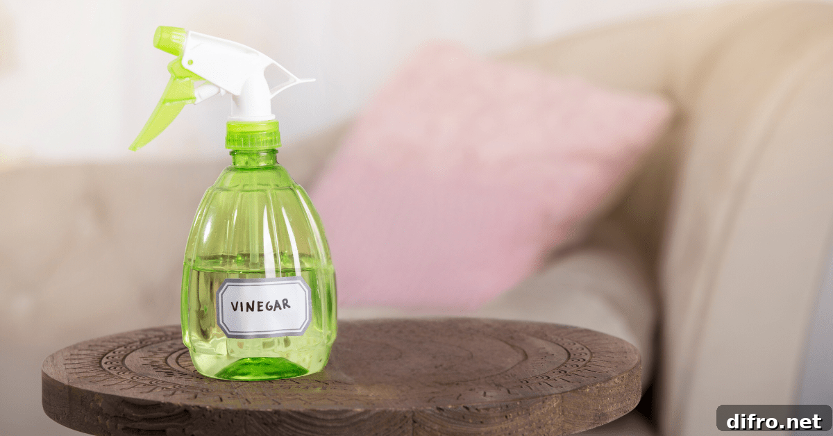 Green vinegar spray bottle.