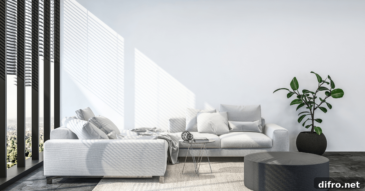 White and black living room.