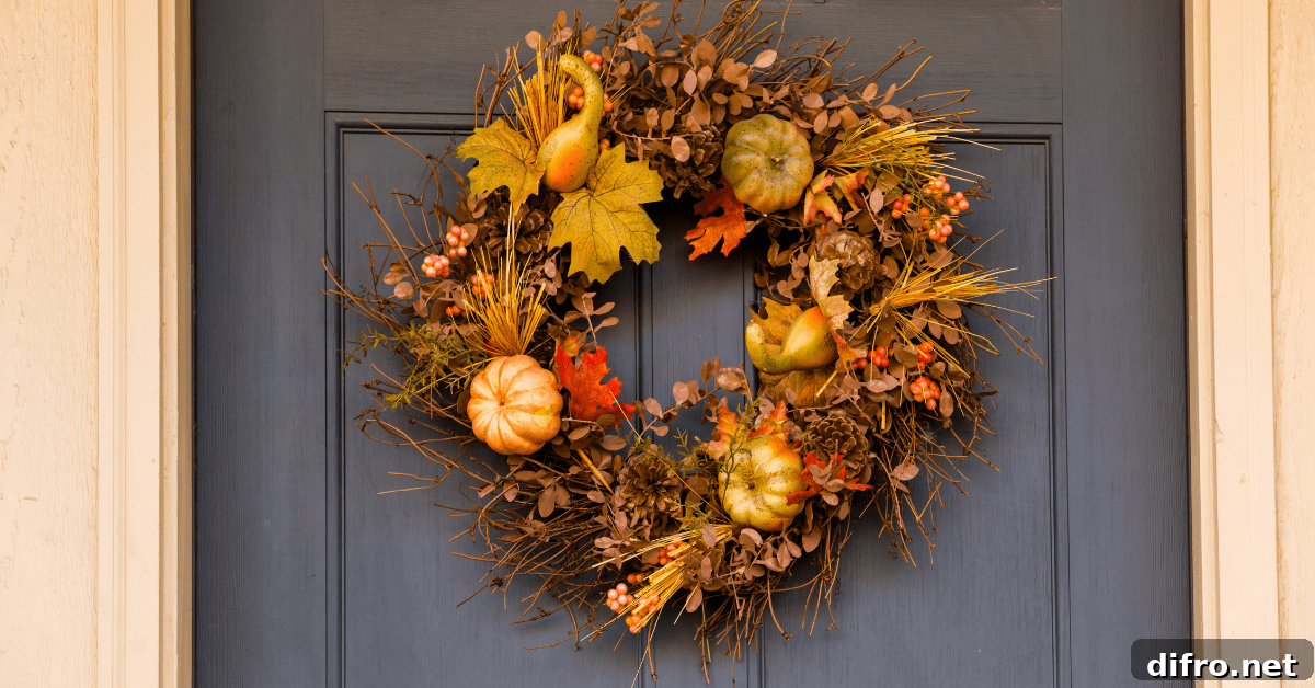 Fall wreath front door.