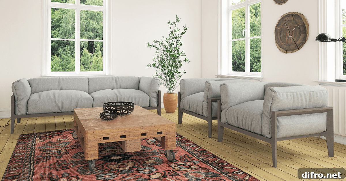 Eclectic styled living room with unique furniture.
