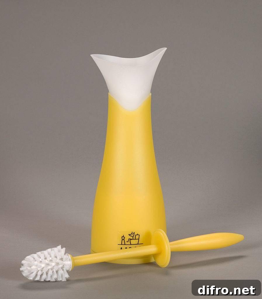 Yellow toilet brush