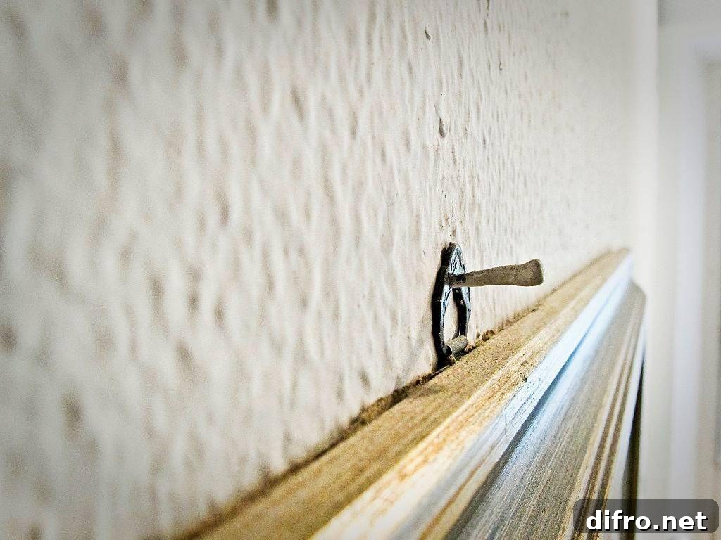 Nail holding up a picture frame