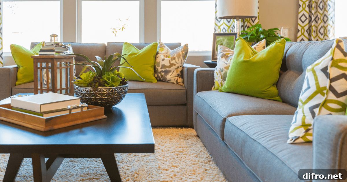 Coffee table with decor in a living room.