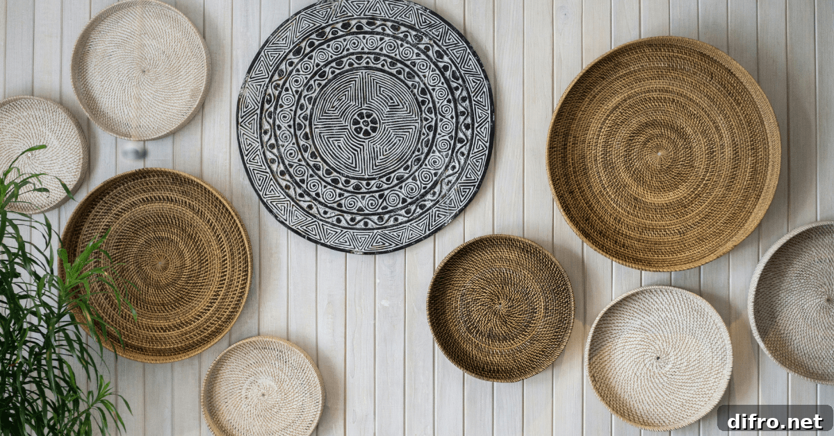 Handmade decor on wall.