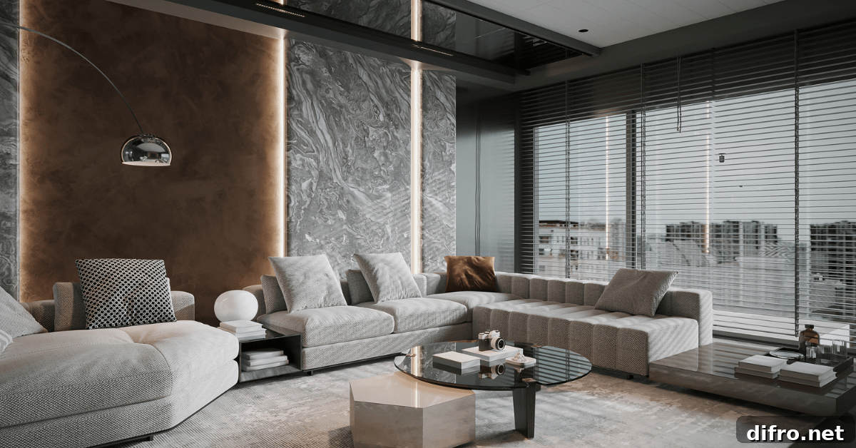 Modern living room with modular sofa.