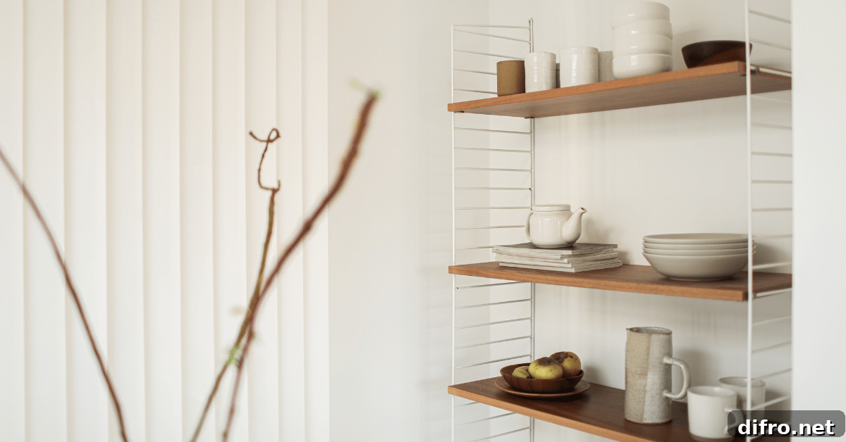 Kitchen floating shelves.