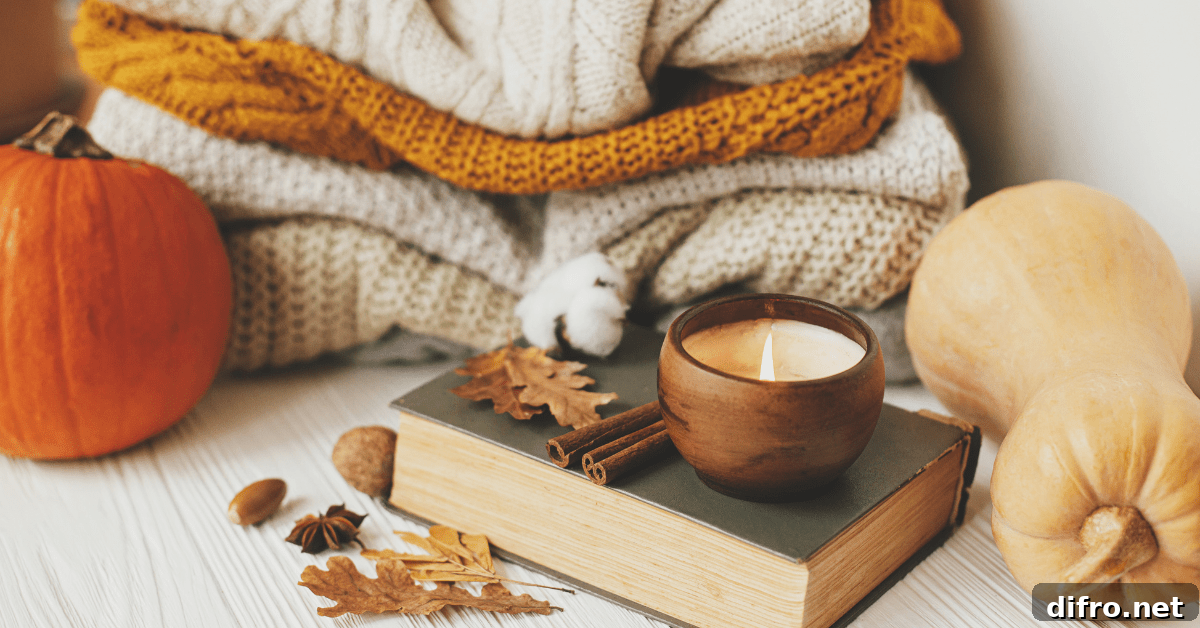 Fall-themed decor for coffee table.