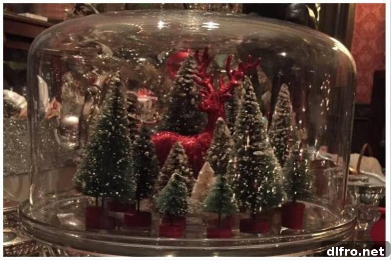 Glass covered Christmas centerpiece decor.