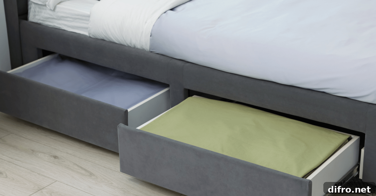 Bed with pull out storage.