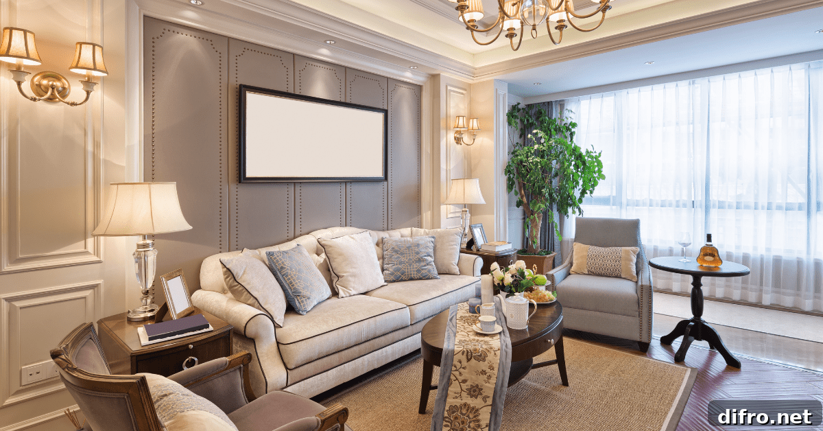Luxurious living room with high quality furniture.